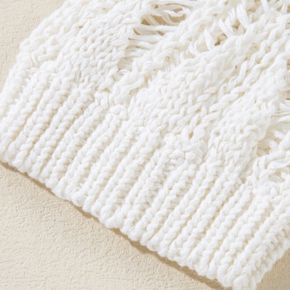 Cream Crochet Loose Fit Sweater - Picture 10 of 12